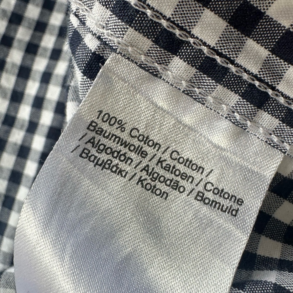 LACOSTE 🐊 Men’s Navy & White Gingham All Cotton Button Down Shirt - Size MED - Picture 13 of 15